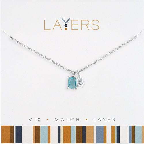 Layers Light Sapphire Teardrop Necklace - Primary Image