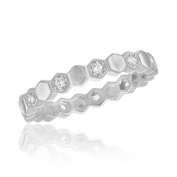 Women's Stacks Honeycomb Eternity Ring 6 Silver