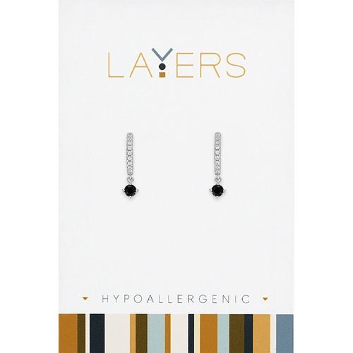 Layers Jet Black CZ Stud Earrings - Primary Image