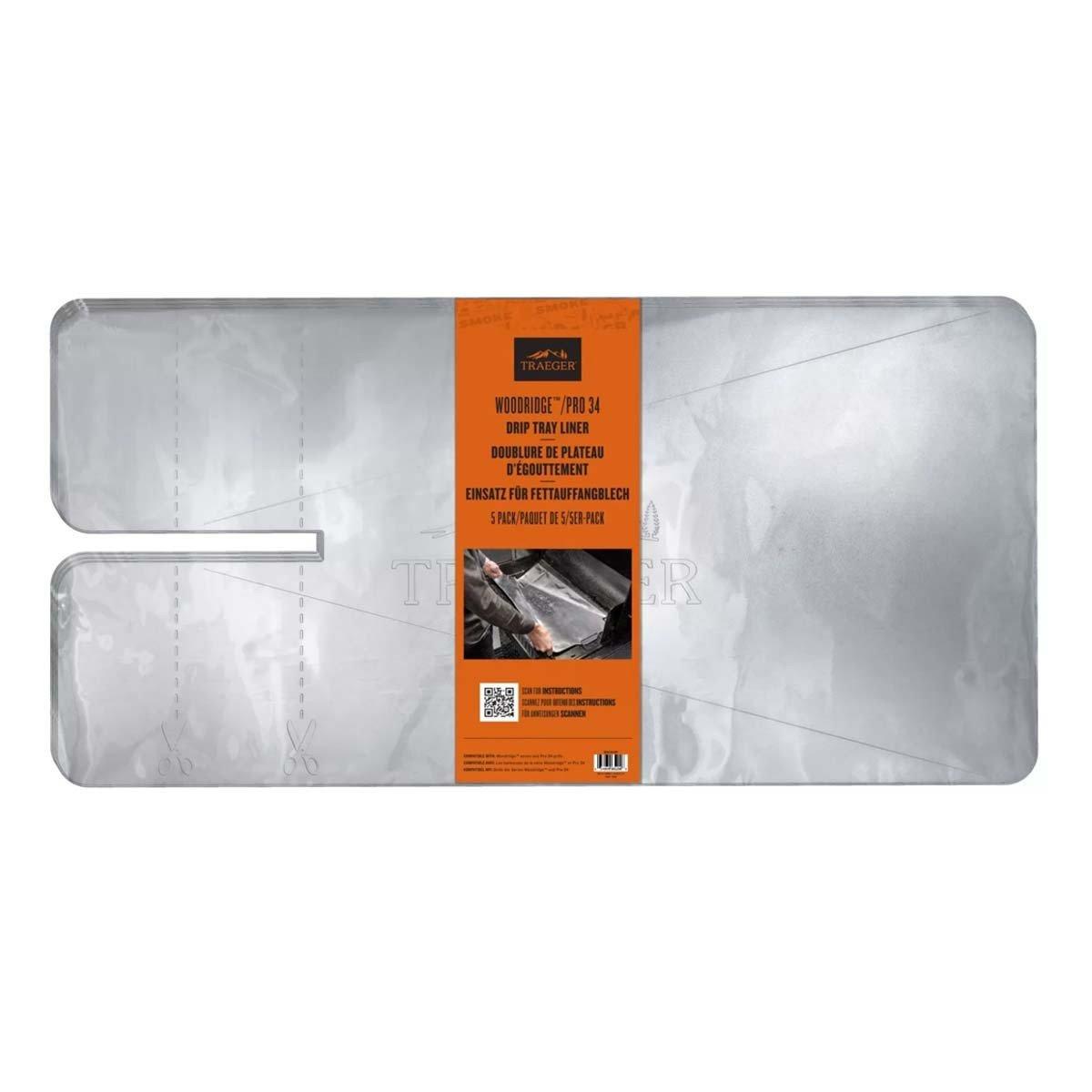 Traeger Pellet Grills Drip Tray Liners - 5 Pack - Woodridge Series & Pro 34 - Traeger Pellet Grills
