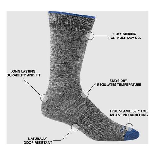 Darn Tough Solid Lightweight Lifestyle Light Cushion Crew Socks - Primary Image