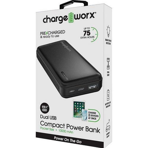 Chargeworx 10000mAh Dual USB Slim Power Bank - Primary Image