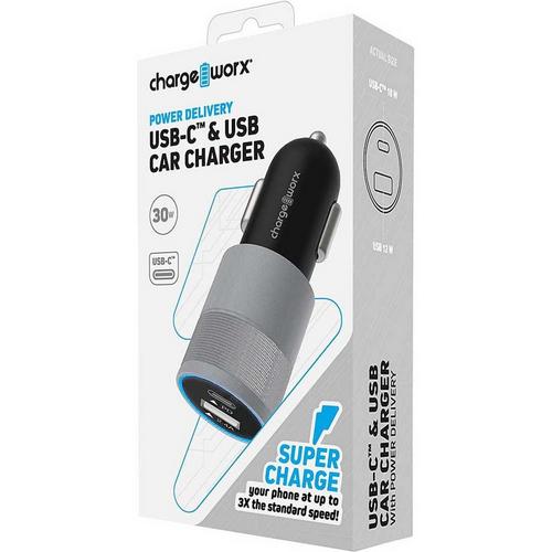 Chargeworx USB-C & USB Car Charger w/Power Delivery - Primary Image