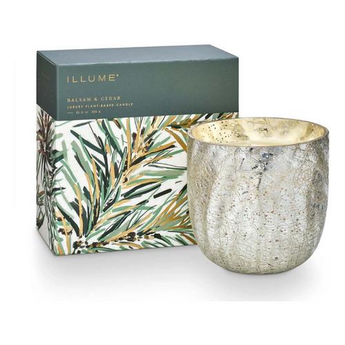 ILLUME Balsam & Cedar Boxed Crackle Glass Large Jar Candle - Primary Image