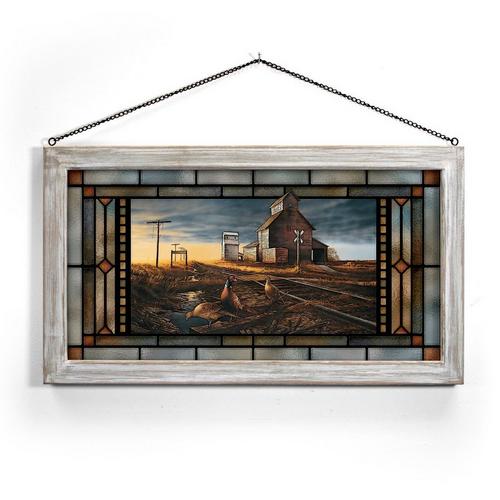 Wild Wings Prairie Skyline - Pheasants - Framed Stained Glass by Terry Redlin - Primary Image