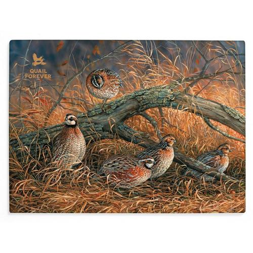 Wild Wings Hideaway - Bobwhite Quail - Rectangular Cutting Board by Rosemary Millette - Primary Image