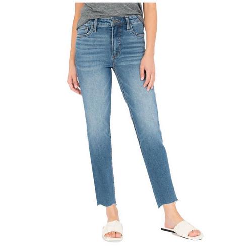 Women's KUT from the Kloth Rachel High Rise Fab Ab Raw Hem Relaxed Fit Mom Cropped Jeans - Primary Image