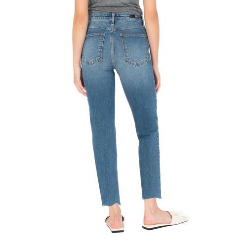 Women's KUT from the Kloth Rachel High Rise Fab Ab Raw Hem Relaxed Fit Mom Cropped Jeans - Primary Image