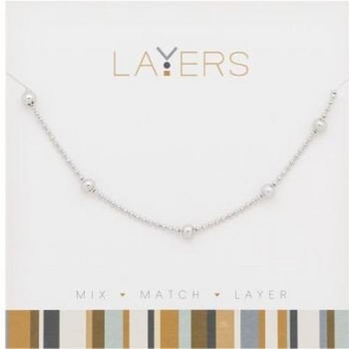 Layers Silver Beads Necklace - Primary Image