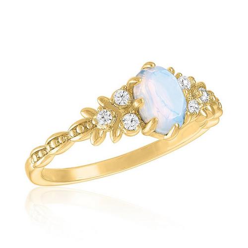 Women's Layers Elegant White Opal Gold Ring - Primary Image