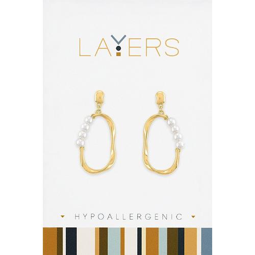 Layers Organic Pearl Dangle Earrings - Primary Image