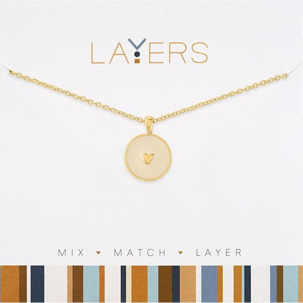 Layers Round Heart Disc Necklace