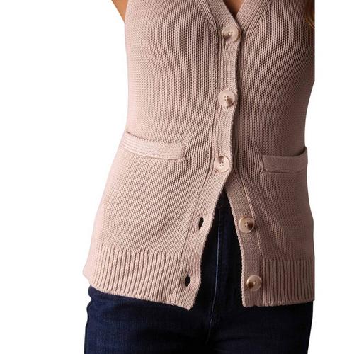 Women's The Normal Brand Ada Knit Button Sleeveless V-Neck Sweater Vest - Primary Image