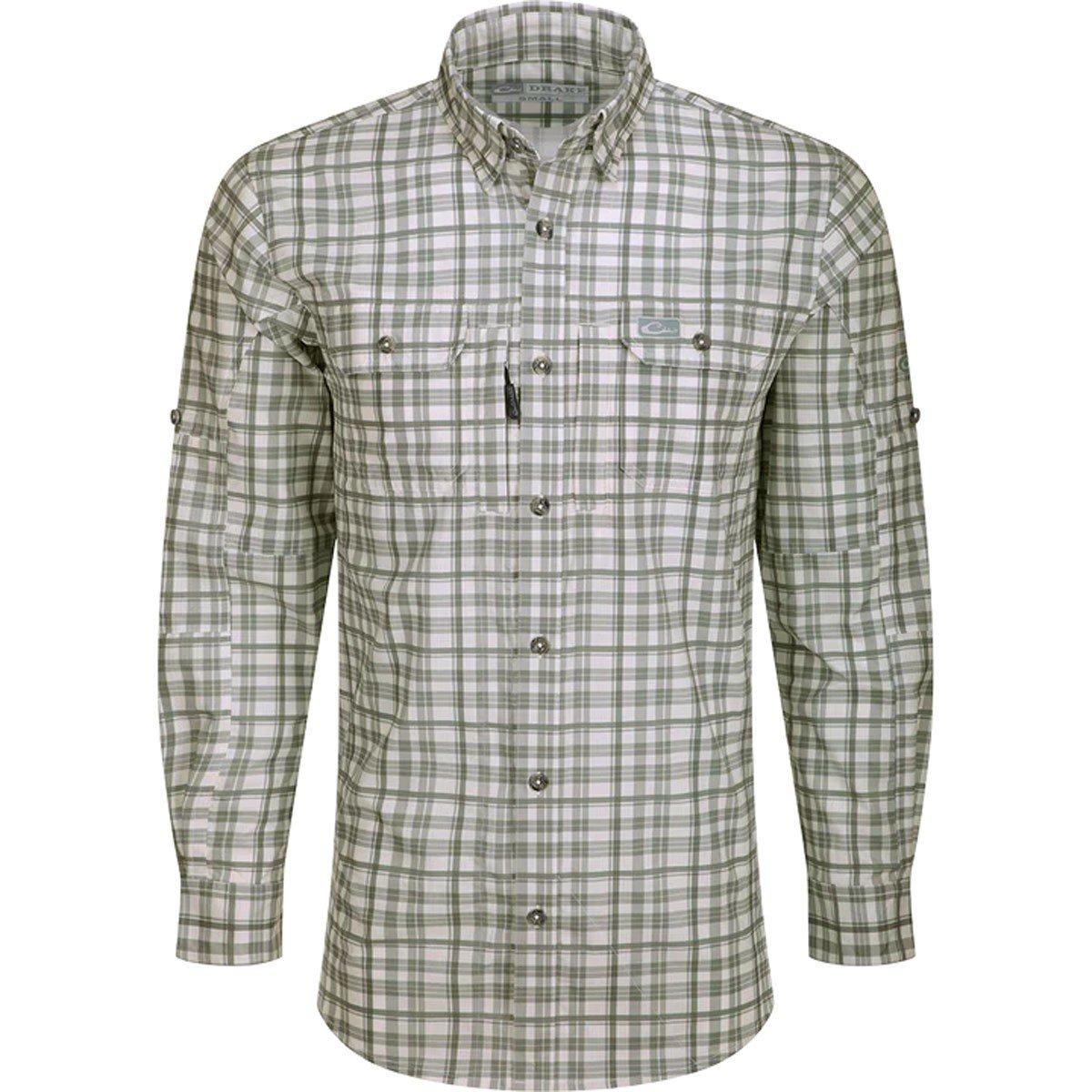 Men's Drake Waterfowl Hunter Creek Window Pane Plaid Long Sleeve Button Up Shirt - Drake Waterfowl