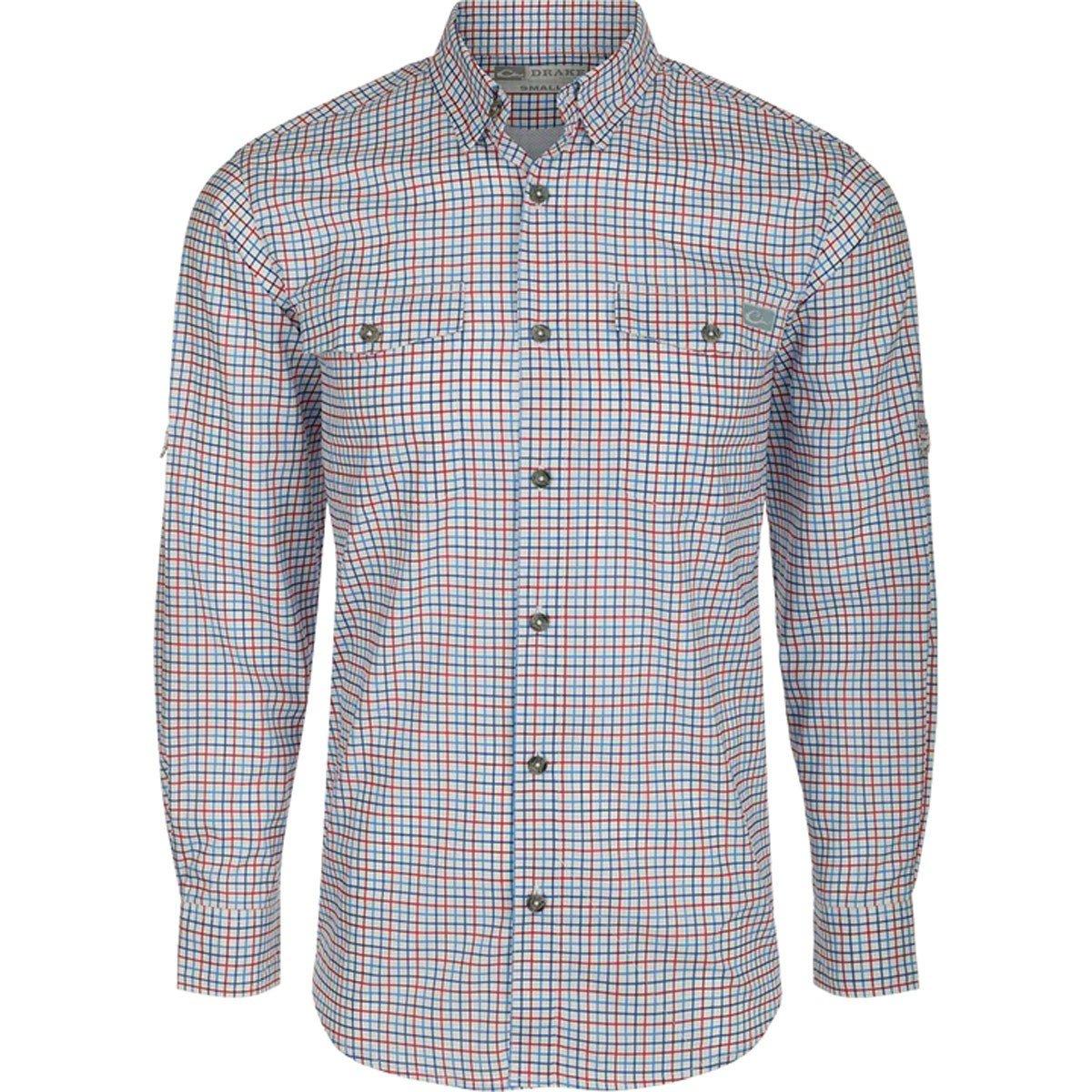 Men's Drake Waterfowl Frat Tattersall Long Sleeve Button Up Shirt - Drake Waterfowl