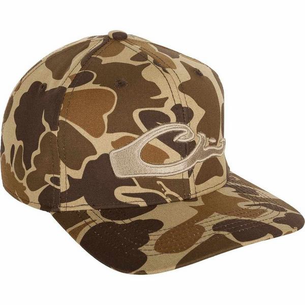 Men's Drake Waterfowl Camo Flat Bill Hunting Adjustable Hat One Size Old School