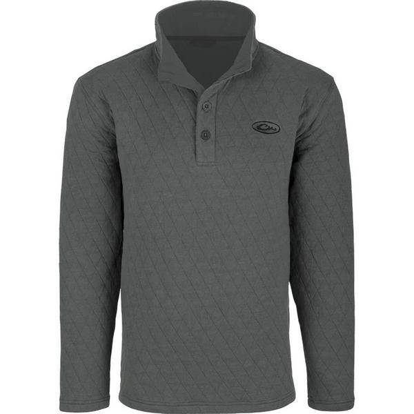 Men's Drake Waterfowl Delta Quilted Hunting 1/4 Snap Pullover XLarge Castlerock Grey Heather