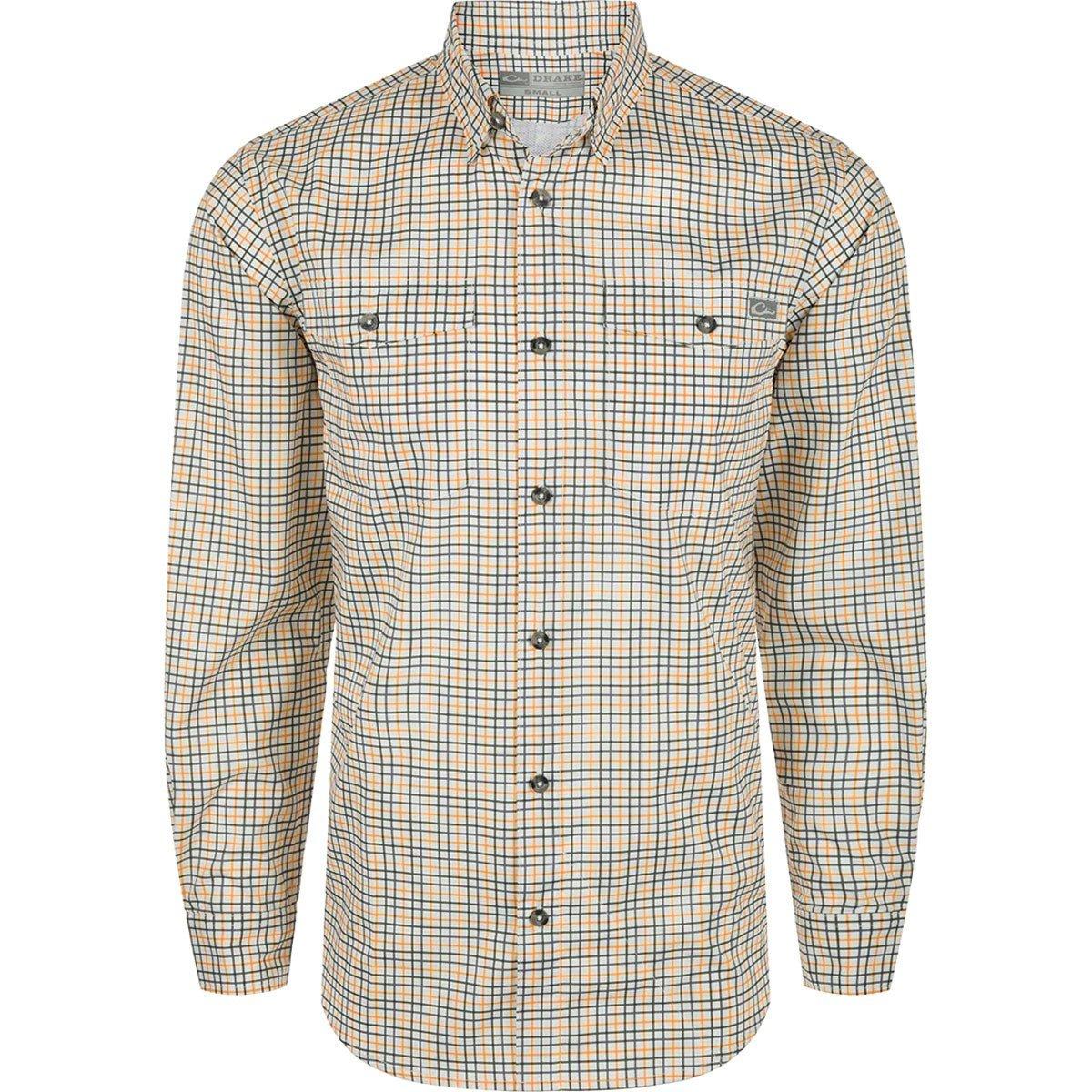 Men's Drake Waterfowl Frat Tattersall Long Sleeve Button Up Shirt - Drake Waterfowl