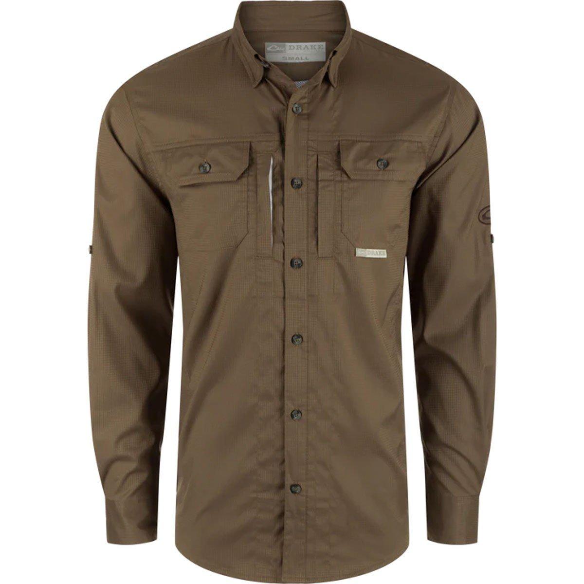 Men's Drake Waterfowl Wingshooter's Trey Dobby Long Sleeve Button Up Shirt - Drake Waterfowl