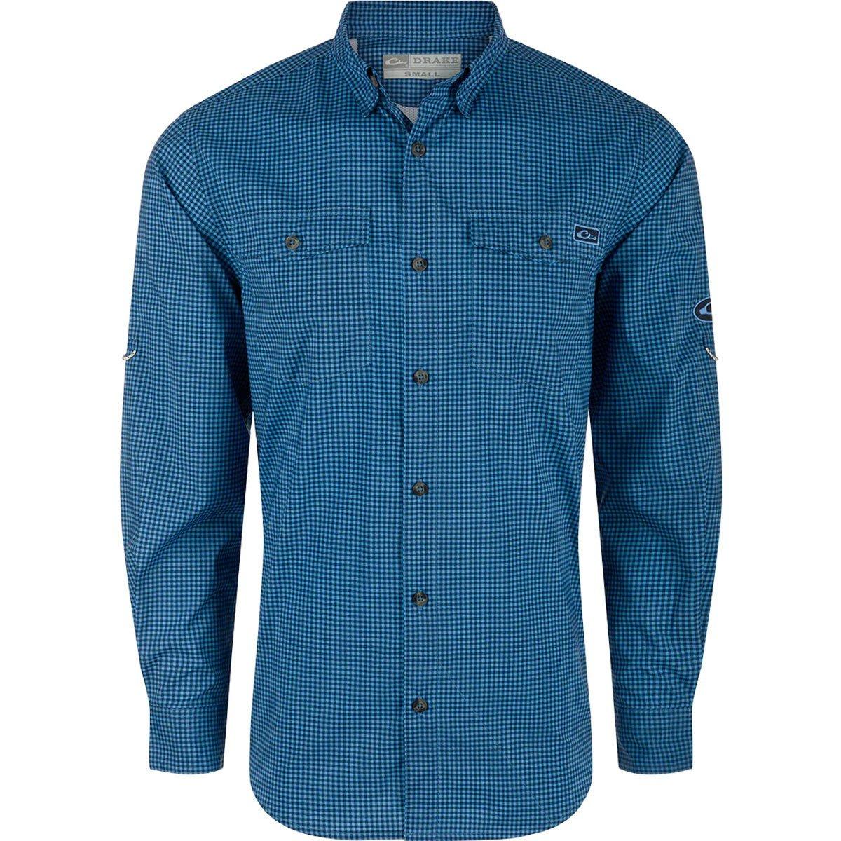Men's Drake Waterfowl Frat Gingham Check Long Sleeve Button Up Shirt - Drake Waterfowl