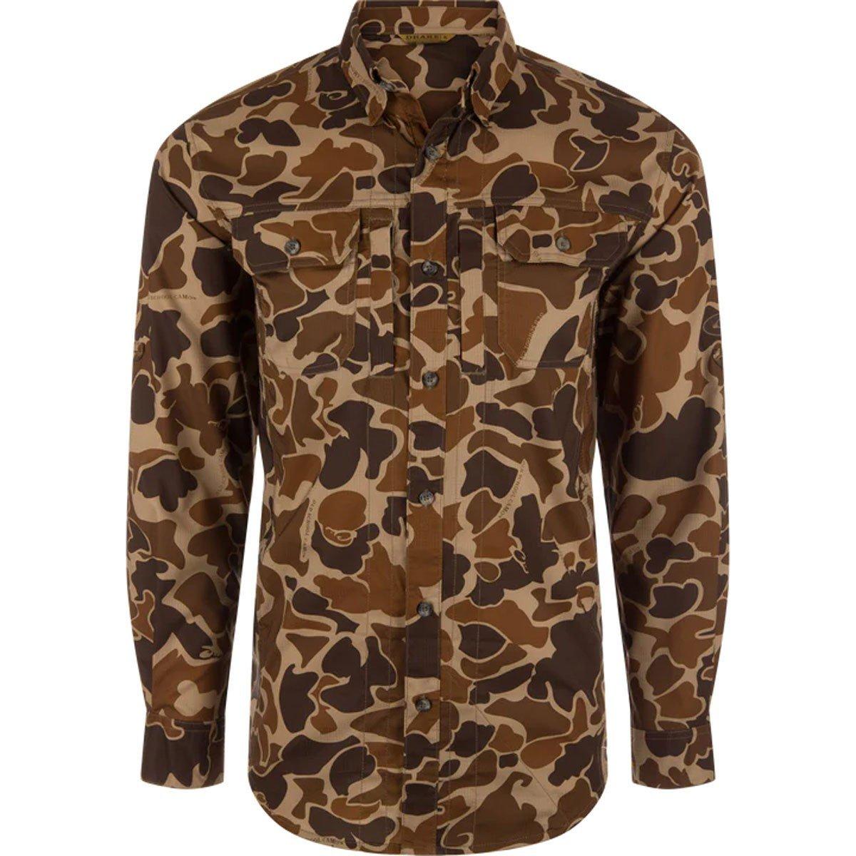 Men's Drake Waterfowl EST Wingshooter Trey Long Sleeve Button Up Shirt - Drake Waterfowl