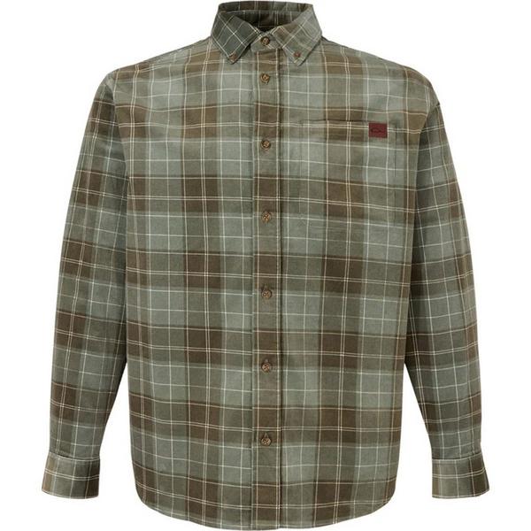 Men's Drake Waterfowl Midwale Corduroy Long Sleeve Button Up Shirt Medium Plaid Agave Green