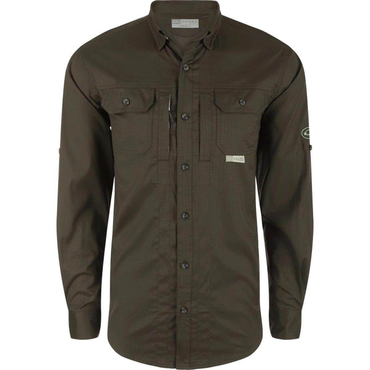 Men's Drake Waterfowl Wingshooter's Trey Dobby Long Sleeve Button Up Shirt - Drake Waterfowl