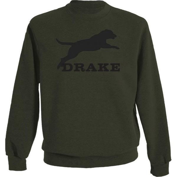 Men's Drake Waterfowl Leaping Lab Graphic Hunting Crewneck Sweatshirt Large Deep Depths Dark Heather