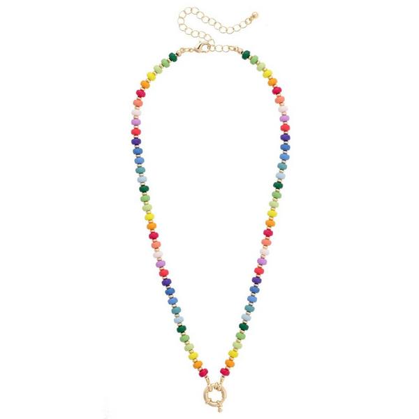 Canvas Style Sunday Rainbow Beaded Pendant Necklace