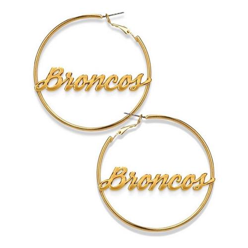 Spirit Gear Central Llc Boise State Broncos Gold Nameplate Hoop Earrings - Primary Image
