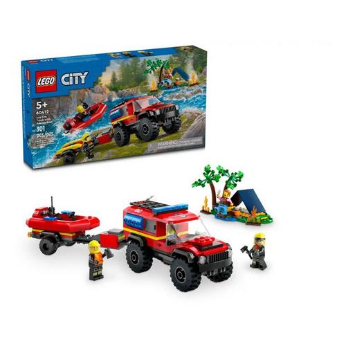 LEGO City 4x4 Fire Truck with Rescue Boat 60412 Building Set - Primary Image