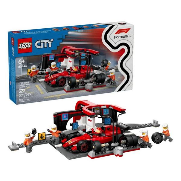 LEGO City F1 Pit Stop & Pit Crew with Ferrari Car 60443 Building Set