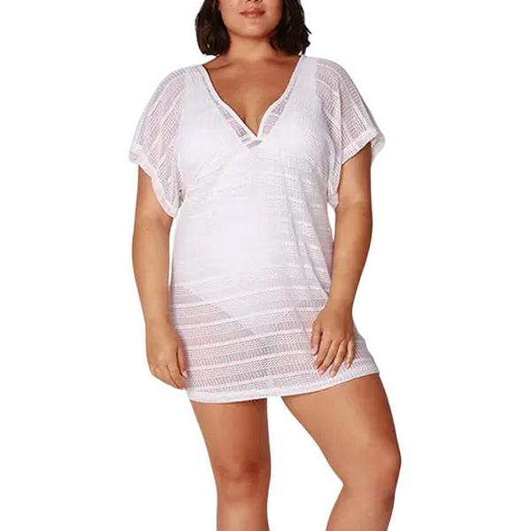 Women’s Ingear V-neck Mesh Dress Swim Cover Up 2X White