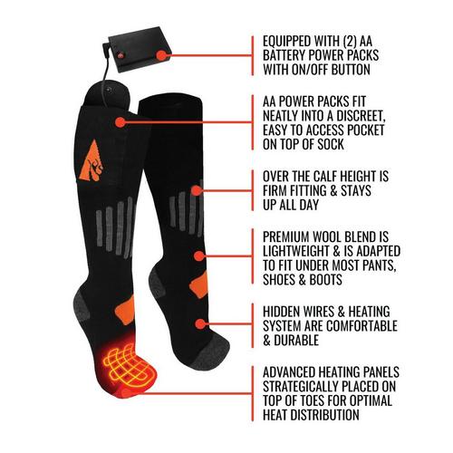 ActionHeat 3V Wool Rechargeable Battery Heated 1.0 Knee High Hunting Socks - Primary Image