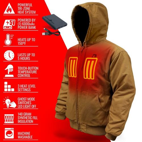 Men's ActionHeat 5V Battery Hooded Canvas Jacket - Primary Image