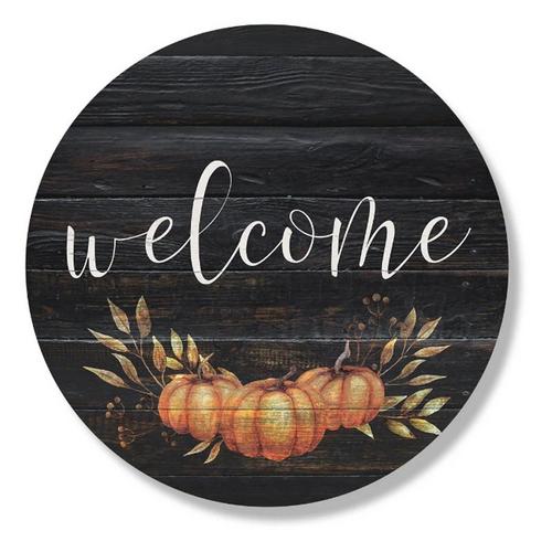 Kendrick Home Welcome Pumpkin Black Circle Sign - Primary Image