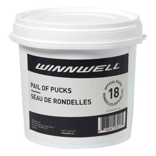 Winnwell Pail of 18 Hockey Pucks - Primary Image
