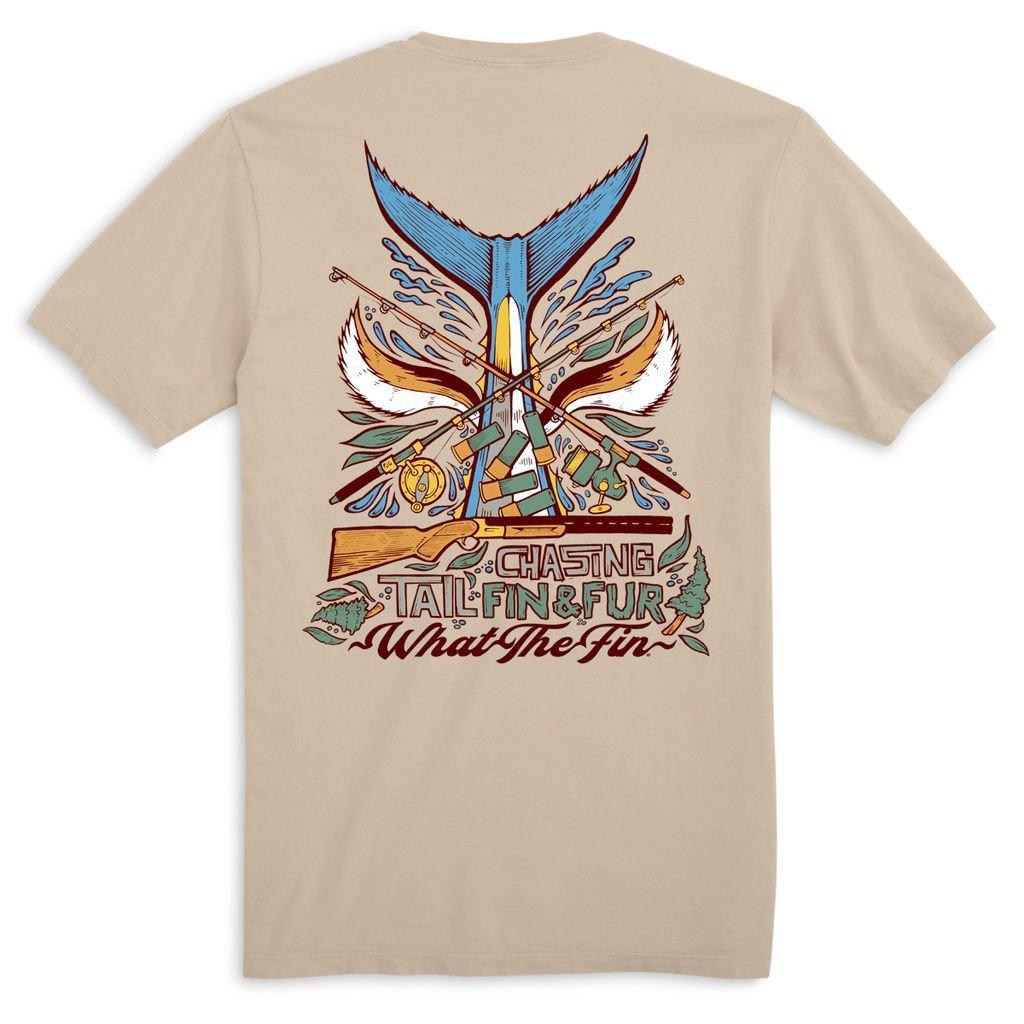 Men's What The Fin Chasin' Tail Fin & Fur T-Shirt - What The Fin
