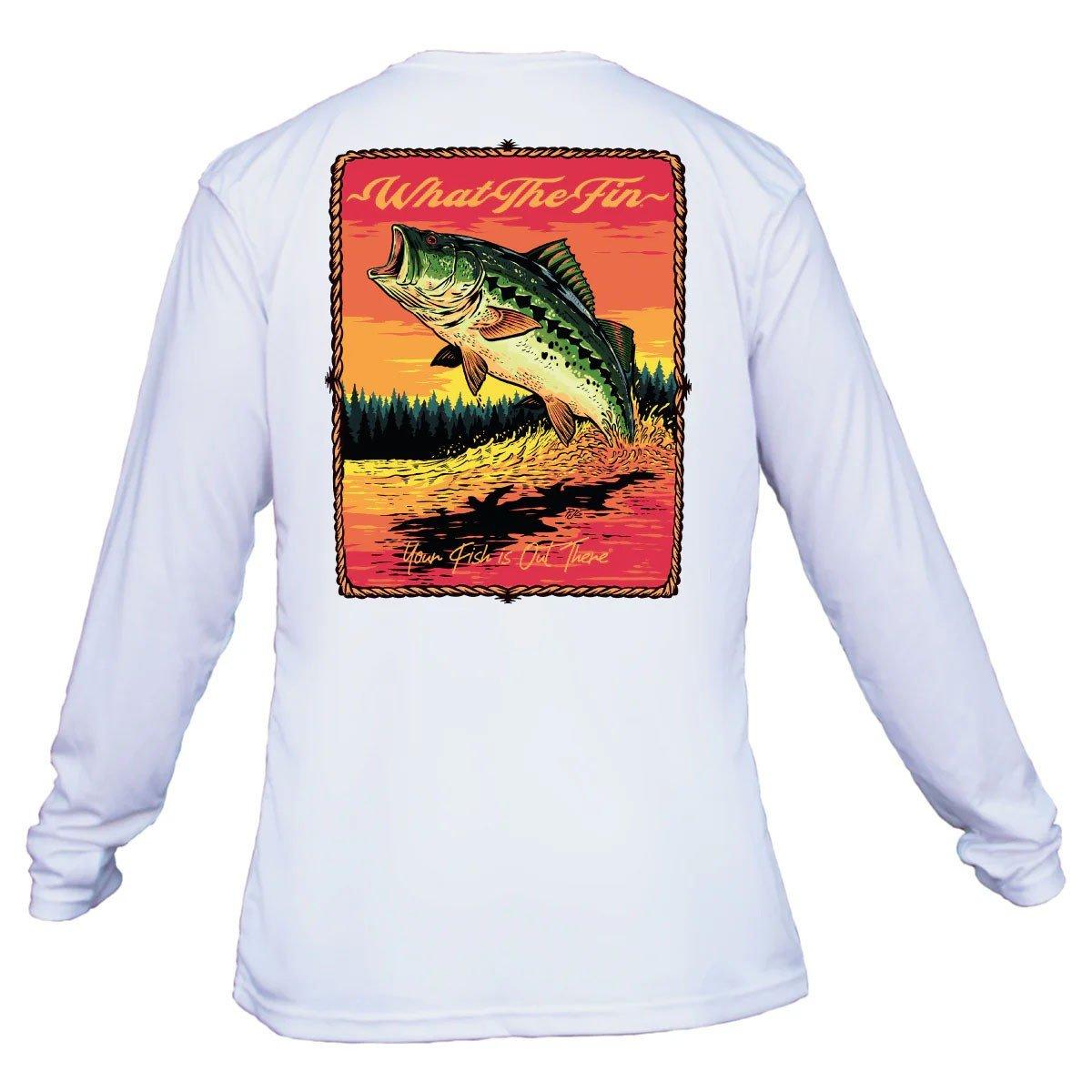 Men's What The Fin Fish Splash Bass Performance Long Sleeve T-Shirt - What The Fin