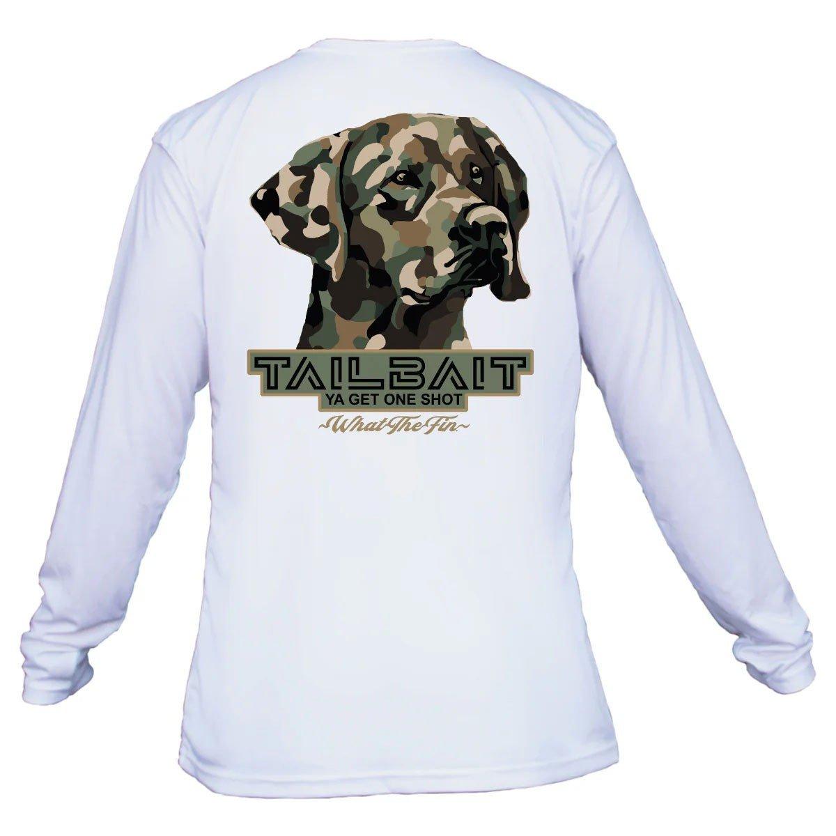 Men's What The Fin Camo Dawg Performance Long Sleeve T-Shirt - What The Fin
