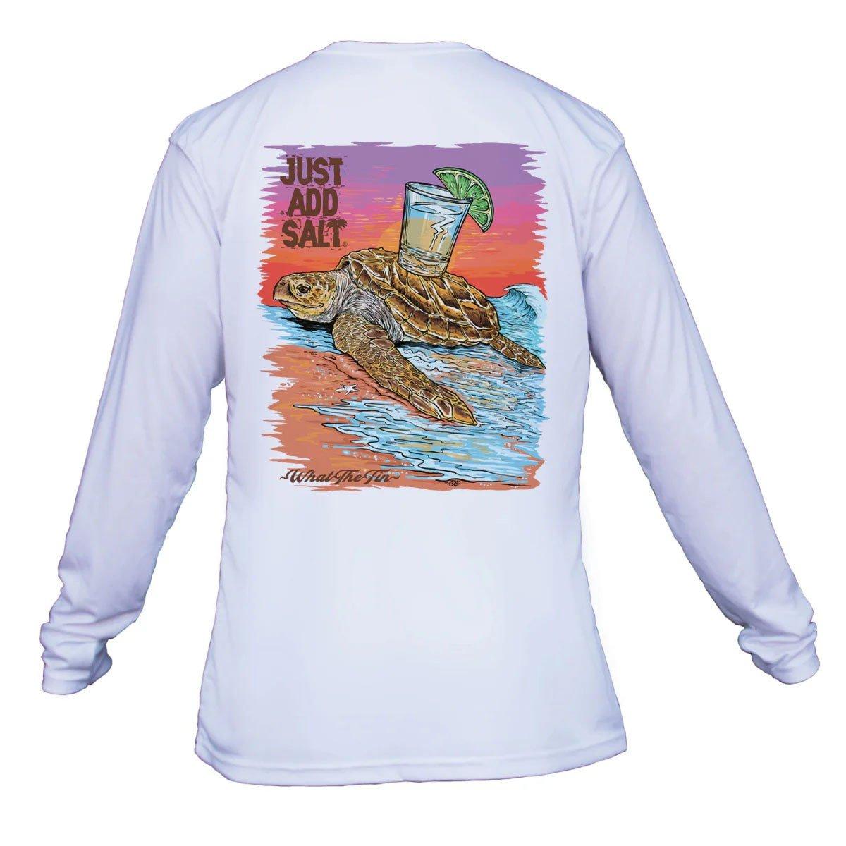 Men's What The Fin Just Add Salt Logger Shot Performance Long Sleeve T-Shirt - What The Fin