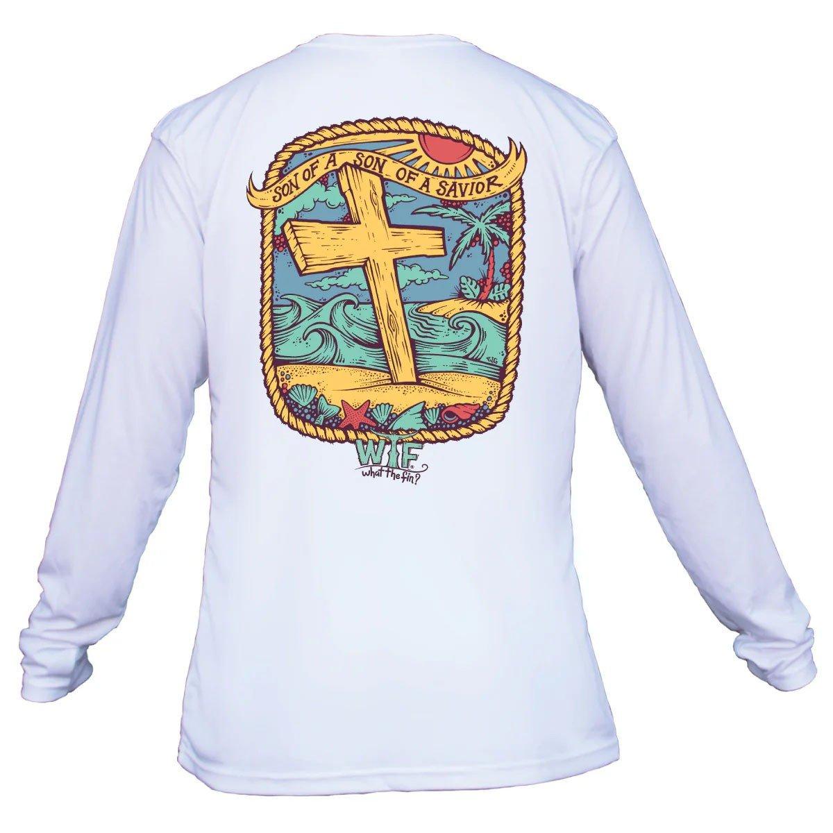 Men's What The Fin Son of A Savior Performance Long Sleeve T-Shirt - What The Fin