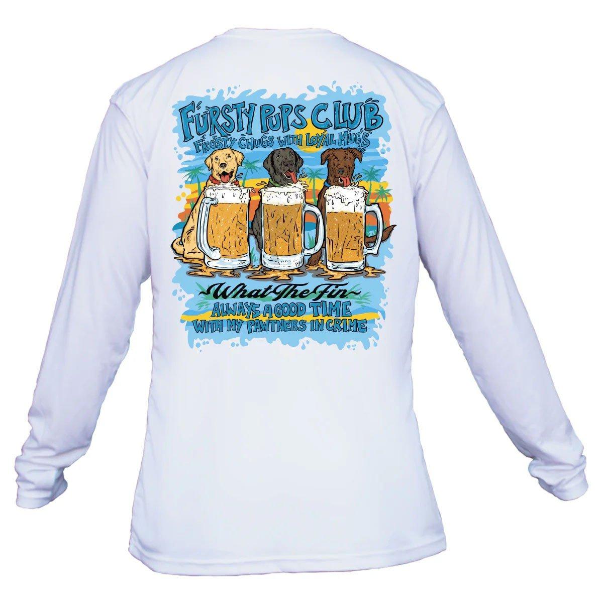 Men's What The Fin Fursty Pup Performance Long Sleeve T-Shirt - What The Fin