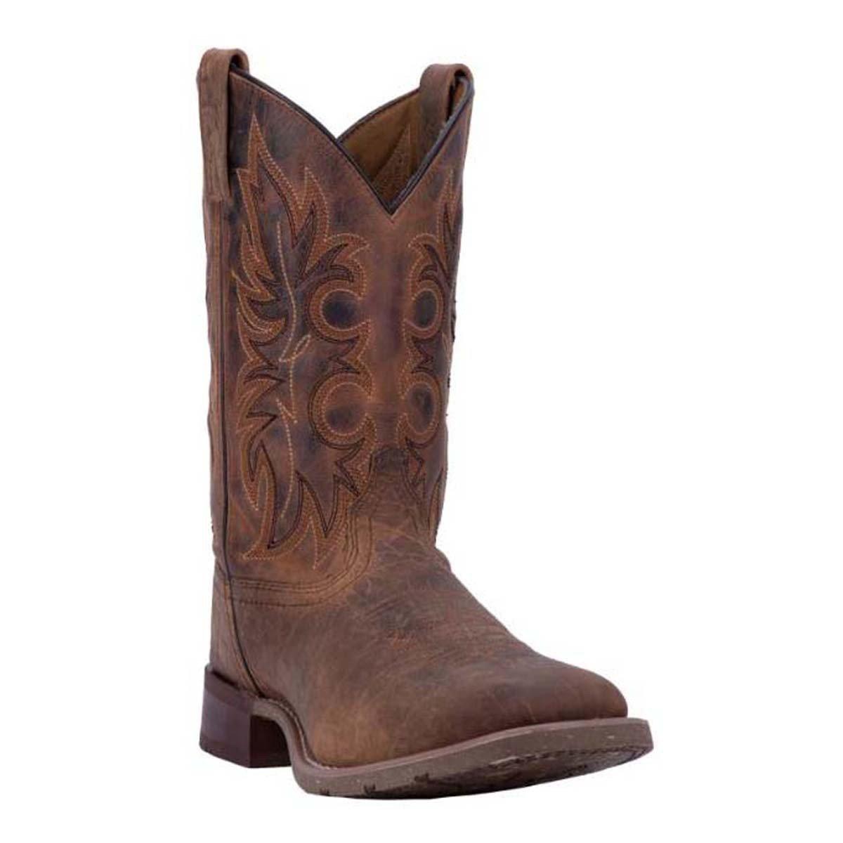 Laredo Mens Durant Block Heel Cowboy Boots, 8 Medium, Brown