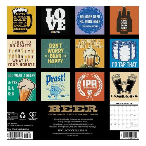 Willow Creek Press Beer Throughout The Years 2024 Wall Calendar - Primary Image