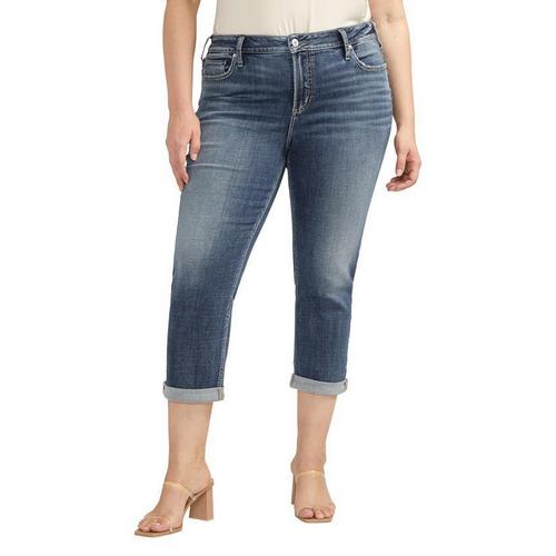 Women's Silver Jeans Co. Plus Size Elyse Comfort Relaxed Fit Tapered Capri Jeans - Primary Image