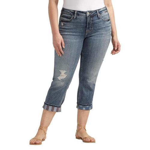 Women's Silver Jeans Co. Plus Size Suki USA Detail Curvy Straight Jeans - Primary Image
