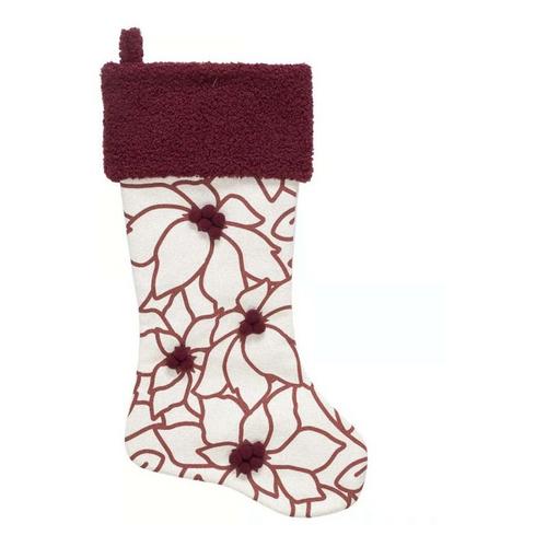 Ace Hardware Dyno Ivory/Red Poinsettia 20in Christmas Stocking - Primary Image