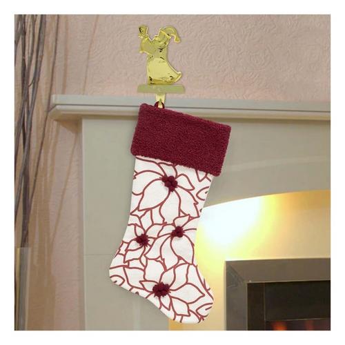 Ace Hardware Dyno Ivory/Red Poinsettia 20in Christmas Stocking - Primary Image