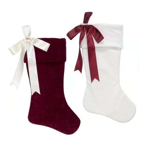 Ace Hardware Dyno red/White Matte 20in Christmas Stocking with Bow (Colors May Vary) - Primary Image